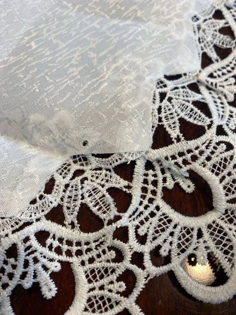 Round White Jacquard Lace Table Top Centerpiece Doily Placemat 23”